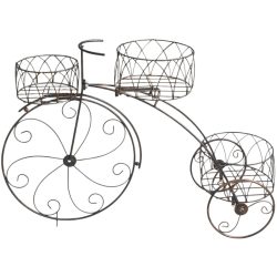   Kerti dekoráció, Strend Pro Garden, kerékpár 3 cseréptartóval, bronz, 60 x 21 x 42 cm, fém, egyben virágtartó is