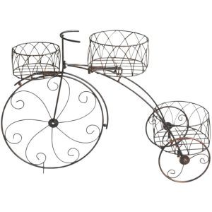 Kerti dekoráció, Strend Pro Garden, kerékpár 3 cseréptartóval, bronz, 60 x 21 x 42 cm, fém, egyben virágtartó is