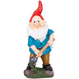 Kerti dekoráció, MagicHome, törpe lapáttal, kék, 13,5 x 13 x 31 cm, poligyanta