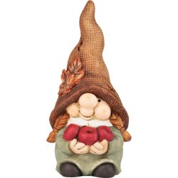   Kerti dekoráció, MagicHome, Törpelány almákkal, barna, 11 x 9,5 x 22,5 cm, poligyanta