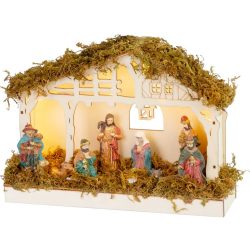   MagicHome karácsonyi dekoráció, Betlehem, 5 melegfehér LED, 26,3x7,3x19,2 cm