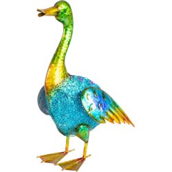   Kerti dekoráció, MagicHome Mecco, kacsa, türkiz/arany, 27,5 x 15 x 47,5 cm, fém