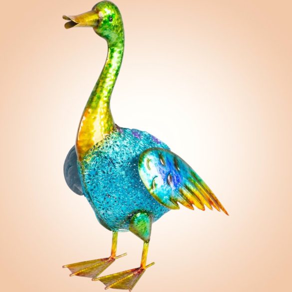 Kerti dekoráció, MagicHome Mecco, kacsa, türkiz/arany, 27,5 x 15 x 47,5 cm, fém