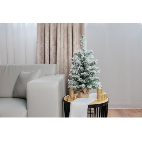 MagicHome Snowy műfenyő jutában, havas, 60 cm