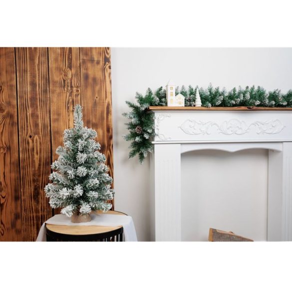 MagicHome Snowy műfenyő jutában, havas, 60 cm