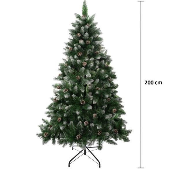  MagicHome Albero műfenyő, havas végek, tobozokkal, 200 cm