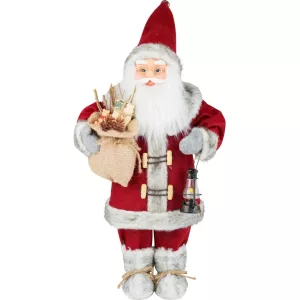 MagicHome karácsonyi dekoráció, Mikulás lámpással, piros, 46 cm