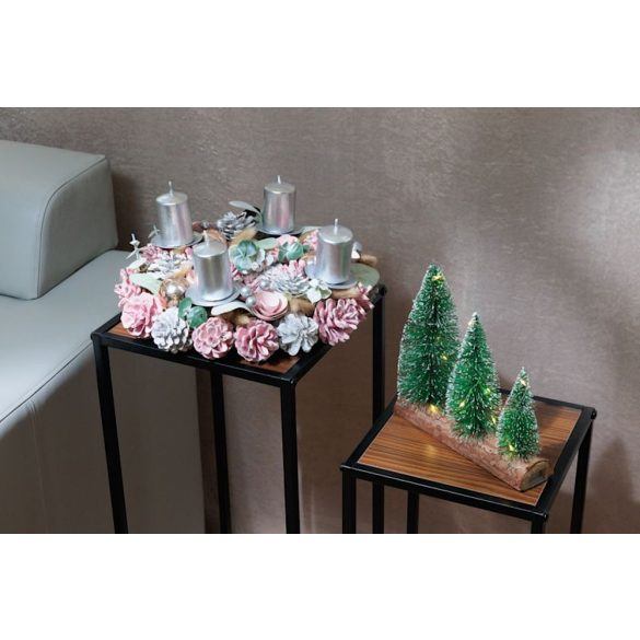 MagicHome Vianoce adventi koszorú, természetes, rózsaszín, 30x8 cm