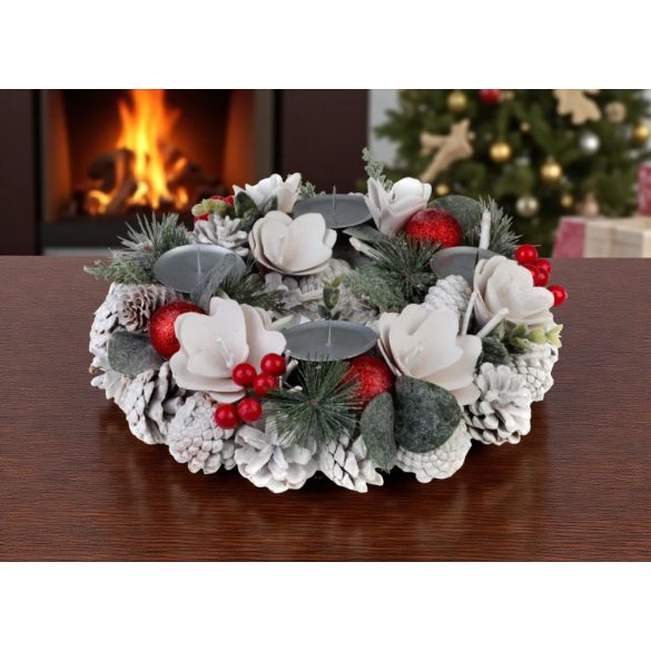Koszorú MagicHome Vianoce, természetes, fehér, adventi, 30 cm