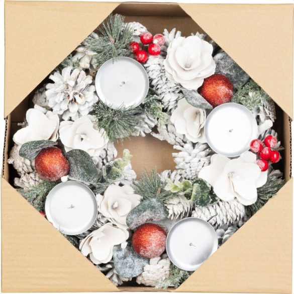 Koszorú MagicHome Vianoce, természetes, fehér, adventi, 30 cm