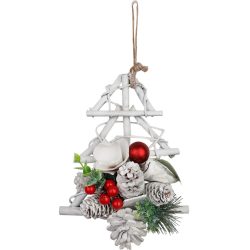   MagicHome karácsonyi dekoráció, fa ágakkal és tobozokkal, függő, 18 x 6 x 20 cm