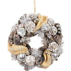   MagicHome Vianoce koszorú, természetes, krémszínű, függő, 33x9 cm
