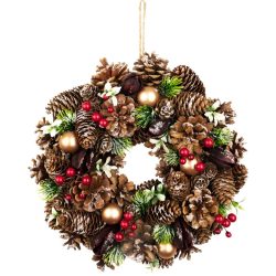 MagicHome Vianoce koszorú, természetes, függő, 30x8 cm
