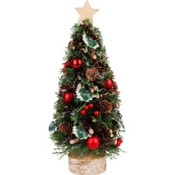 MagicHome műfenyő, talppal, csillaggal, 18 x 40 cm
