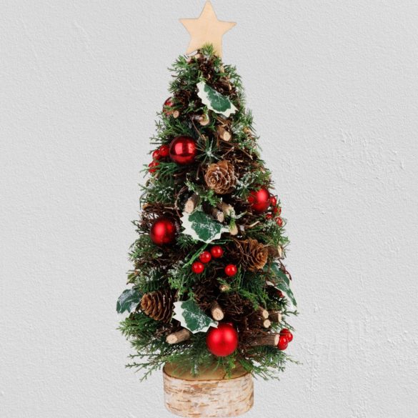 MagicHome műfenyő, talppal, csillaggal, 18 x 40 cm