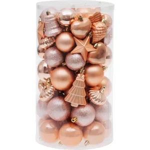 MagicHome karácsonyi gömb szett, 65 db, rózsaarany, mix, karácsonyfára