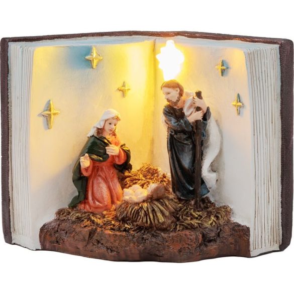 MagicHome karácsonyi dekoráció, Betlehem könyvben, melegfehér LED, 13,5 x 8 x 9,5 cm