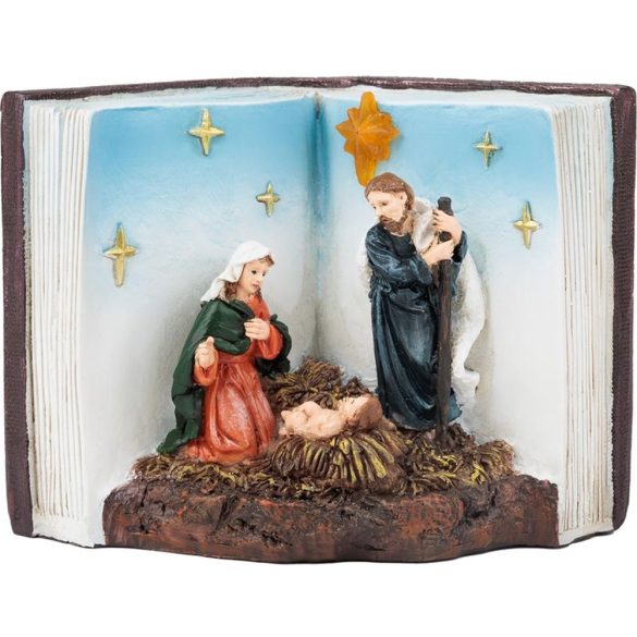 MagicHome karácsonyi dekoráció, Betlehem könyvben, melegfehér LED, 13,5 x 8 x 9,5 cm