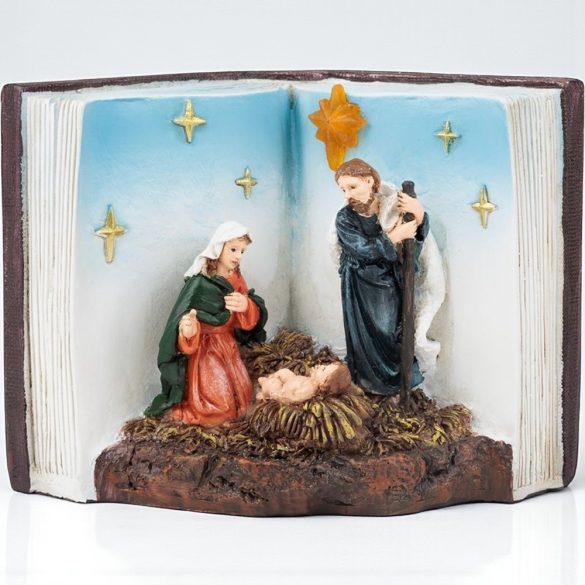 MagicHome karácsonyi dekoráció, Betlehem könyvben, melegfehér LED, 13,5 x 8 x 9,5 cm