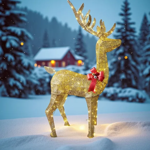 MagicHome karácsonyi dekoráció, rénszarvas, 150 melegfehér LED, IP44, 70 x 28 x 150 cm