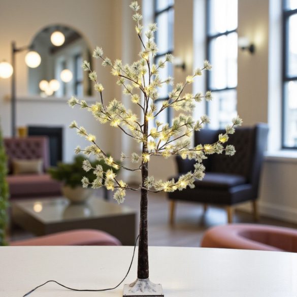 MagicHome karácsonyi dekoráció, fa, 48 melegfehér LED, havas, 120 cm