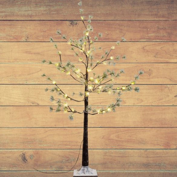 MagicHome karácsonyi dekoráció, fa, 48 melegfehér LED, havas, 120 cm
