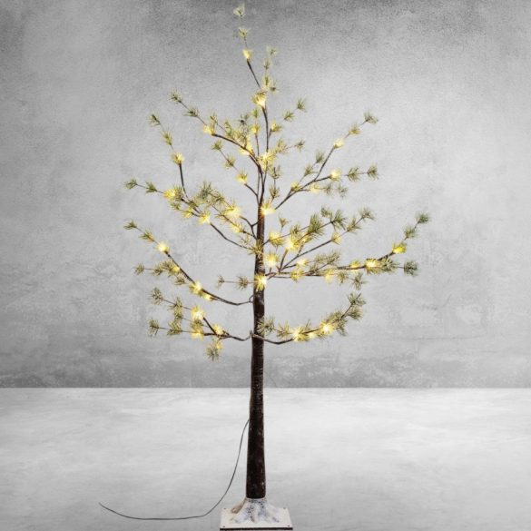 MagicHome karácsonyi dekoráció, fa, 48 melegfehér LED, havas, 120 cm