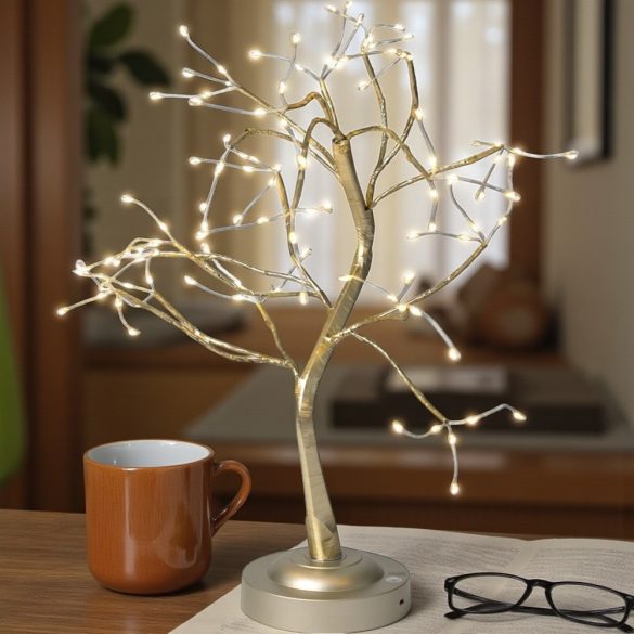 MagicHome karácsonyi dekoráció, fa, 108 melegfehér LED, USB, egyszerű világítás, 45 cm