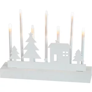 karácsonyi dekoráció, gyertyatartó, 8 db melegfehér LED, MDF, 2 db AA elemmel működő, 24 x 5, 5 x 18 cm, beltéri (TC8091778)