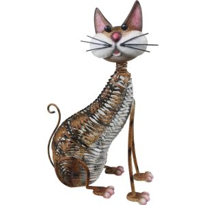 Kerti dekoráció, MagicHome Mecco, macska, barna, 30,5 x 16 x 40,5 cm, fém