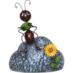 Kerti dekoráció, MagicHome Mecco, hangya sziklán, barna, 24 x 15 x 30 cm, fém