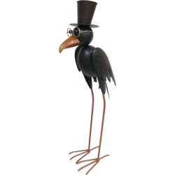   Kerti dekoráció, MagicHome Mecco, varjú, fekete, 24 × 16 × 66,5 cm, fém