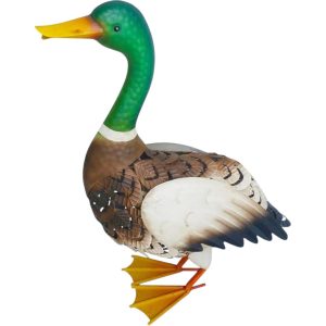 Kerti dekoráció, MagicHome Mecco, vadkacsa, barna/fehér, 37 x 16,5 x 47 cm, fém