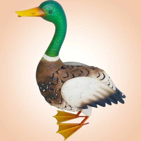 Kerti dekoráció, MagicHome Mecco, vadkacsa, barna/fehér, 37 x 16,5 x 47 cm, fém