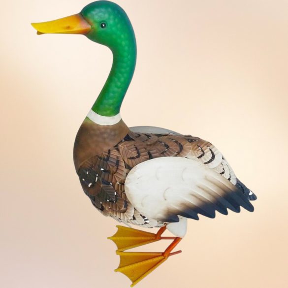 Kerti dekoráció, MagicHome Mecco, vadkacsa, barna/fehér, 37 x 16,5 x 47 cm, fém
