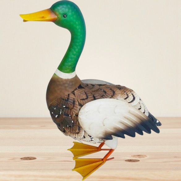 Kerti dekoráció, MagicHome Mecco, vadkacsa, barna/fehér, 37 x 16,5 x 47 cm, fém