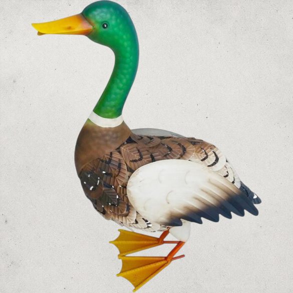 Kerti dekoráció, MagicHome Mecco, vadkacsa, barna/fehér, 37 x 16,5 x 47 cm, fém