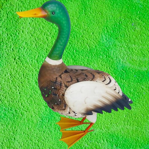 Kerti dekoráció, MagicHome Mecco, vadkacsa, barna/fehér, 37 x 16,5 x 47 cm, fém