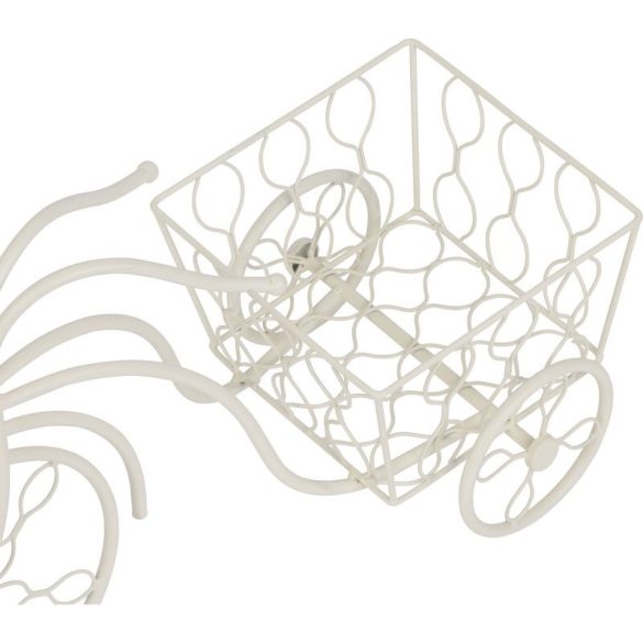 Kerti dekoráció, MagicHome Mecco, kerékpár cseréptartóval, fehér, 52 × 22 × 32 cm, fém, egyben virágtartó is