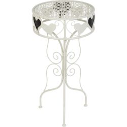   Kerti dekoráció, MagicHome Mecco, virágcserép állvány, fehér, 33 x 33 x 60 cm, fém