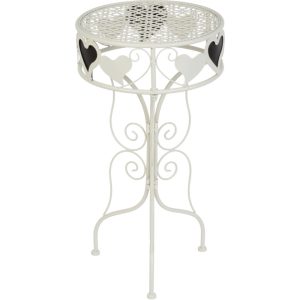 Kerti dekoráció, MagicHome Mecco, virágcserép állvány, fehér, 33 x 33 x 60 cm, fém