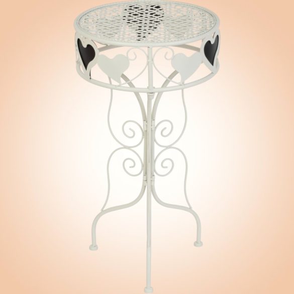 Kerti dekoráció, MagicHome Mecco, virágcserép állvány, fehér, 33 x 33 x 60 cm, fém