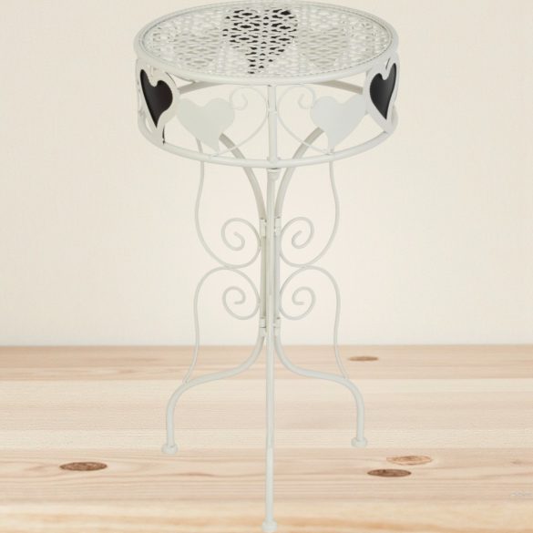 Kerti dekoráció, MagicHome Mecco, virágcserép állvány, fehér, 33 x 33 x 60 cm, fém