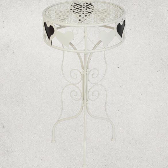 Kerti dekoráció, MagicHome Mecco, virágcserép állvány, fehér, 33 x 33 x 60 cm, fém