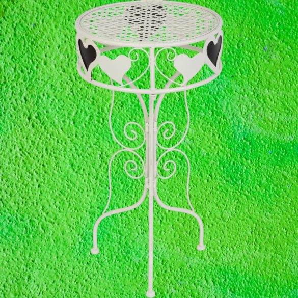 Kerti dekoráció, MagicHome Mecco, virágcserép állvány, fehér, 33 x 33 x 60 cm, fém