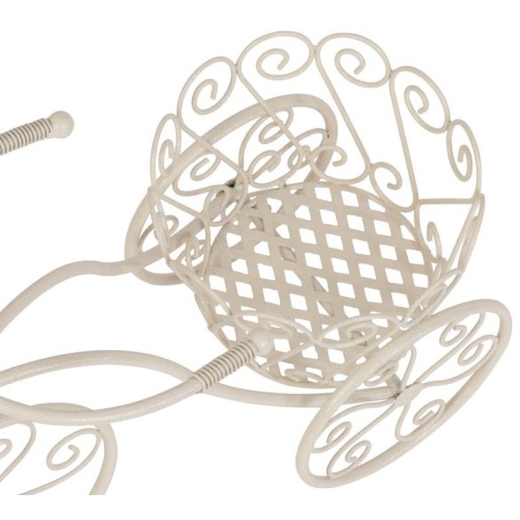 Kerti dekoráció, MagicHome Mecco, kerékpár cseréptartóval, fehér, 48 × 20 × 35 cm, fém, egyben virágtartó is