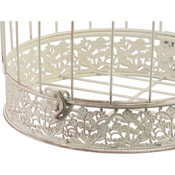 Kerti dekoráció, MagicHome Mecco, madárkalitka készlet, fehér, 23 x 23 x 41 cm és 18 x 18 x 34 cm, 2 db, fém, felakasztható