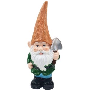 Kerti dekoráció, MagicHome, Törpe kalappal, narancssárga, 12,5 x 8,5 x 28 cm, kerámia