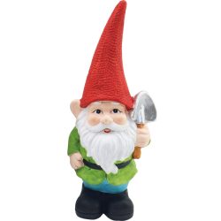   Kerti dekoráció, MagicHome, Törpe kalappal, piros, 12,5 x 8,5 x 28 cm, kerámia