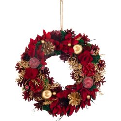 MagicHome karácsonyi koszorú, piros, arany, 30 cm